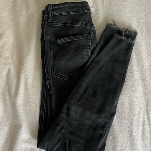 Free People Black Acid Wash Skinny Jeans
